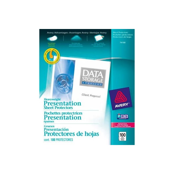 Avery Dennison Avery Diamond Clear Heavyweight Sheet Protectors, 8-1/2inW x 11inH, Clear, 100/PK 74100 - main